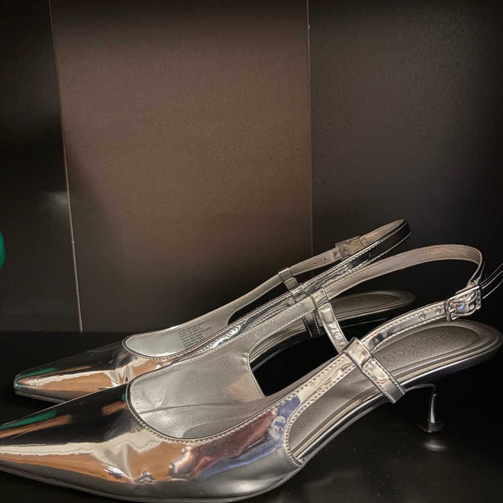 Elegant Silver Slingback Heels